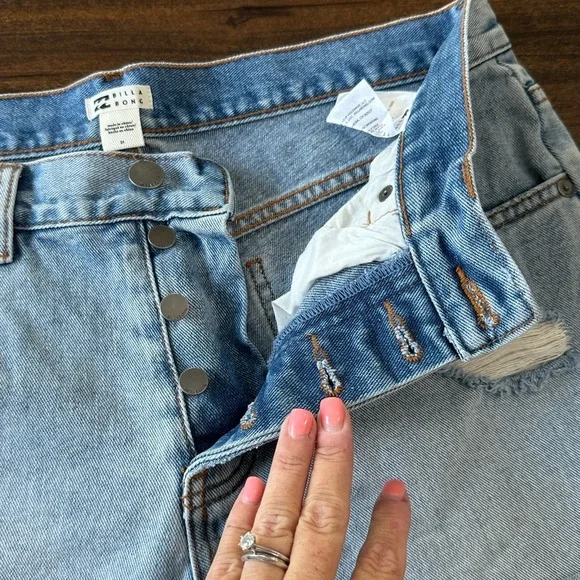 Billabong Blue Distressed Jean Shorts Cut-Off Style - Picture 7 of 10